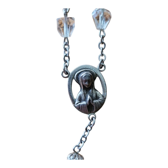 Vintage Silver & Cut Glass Rosary - Picture 4 of 7